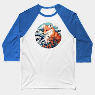 Ukiyo-e fox Baseball T-Shirt